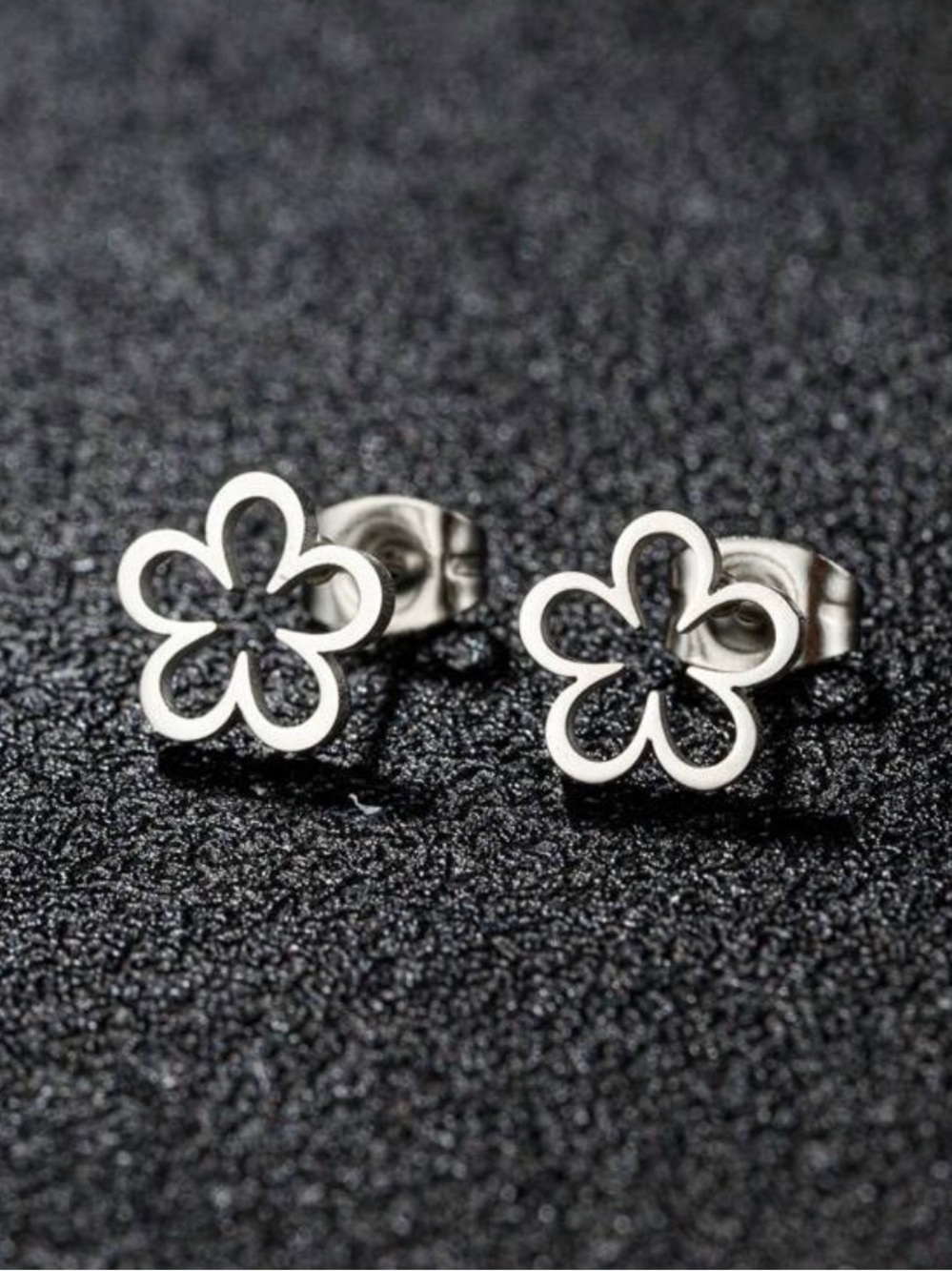 Stainless Steel Flower Stud Earrings
